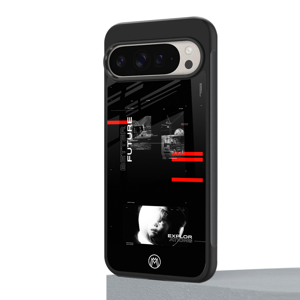 better future dark aesthetic back phone cover | glass case for google pixel 9 pro