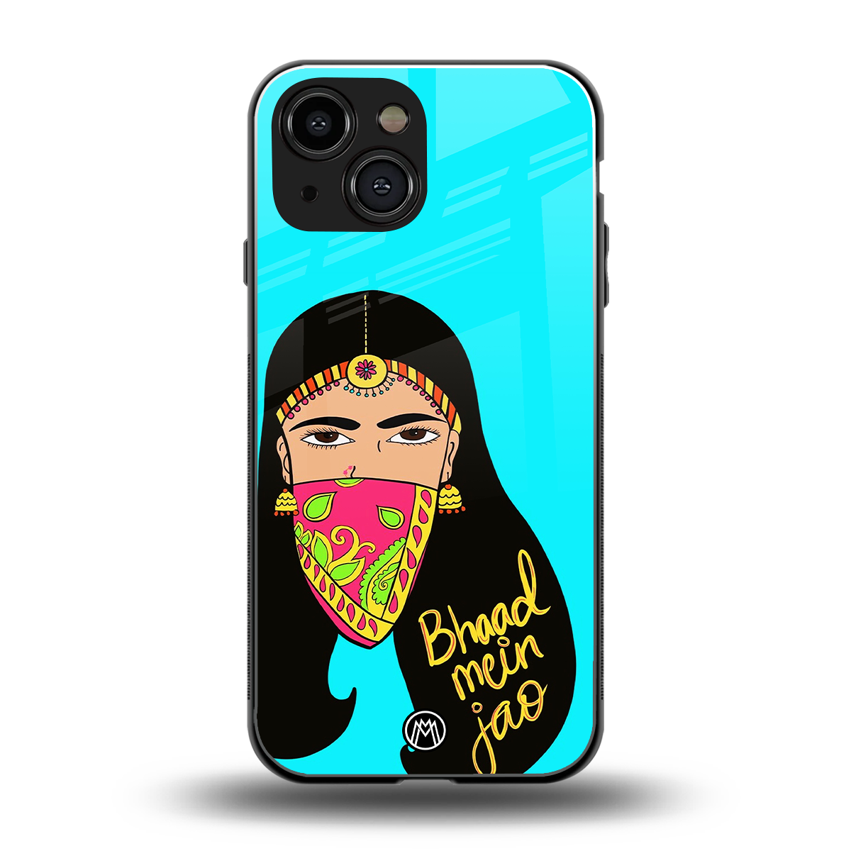 bhaad mein jao back phone cover | glass case for iphone 13 mini