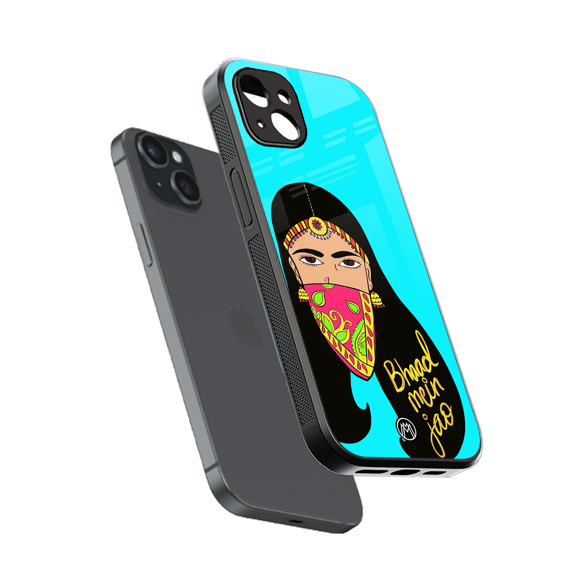 bhaad mein jao back phone cover | glass case for iphone 14 plus