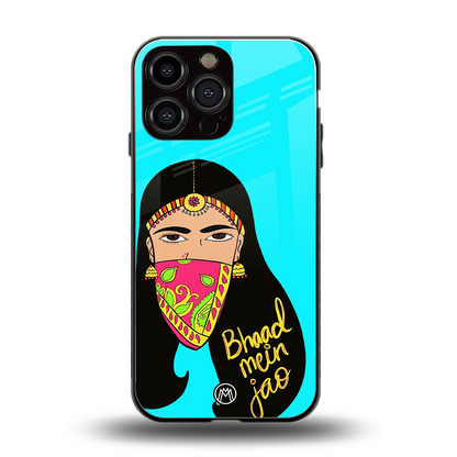 bhaad mein jao back phone cover | glass case for iphone 14 pro max