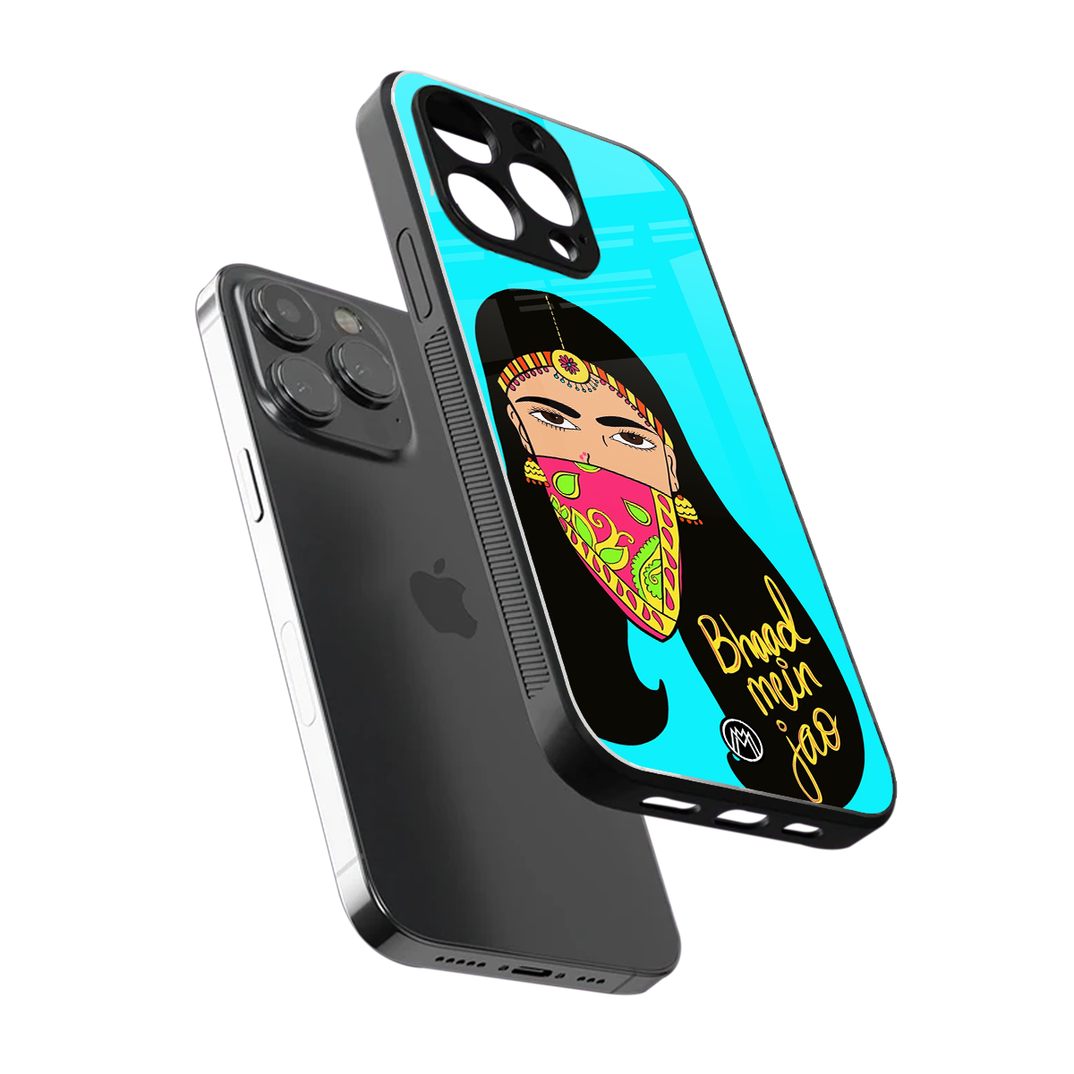 bhaad mein jao back phone cover | glass case for iphone 14 pro max