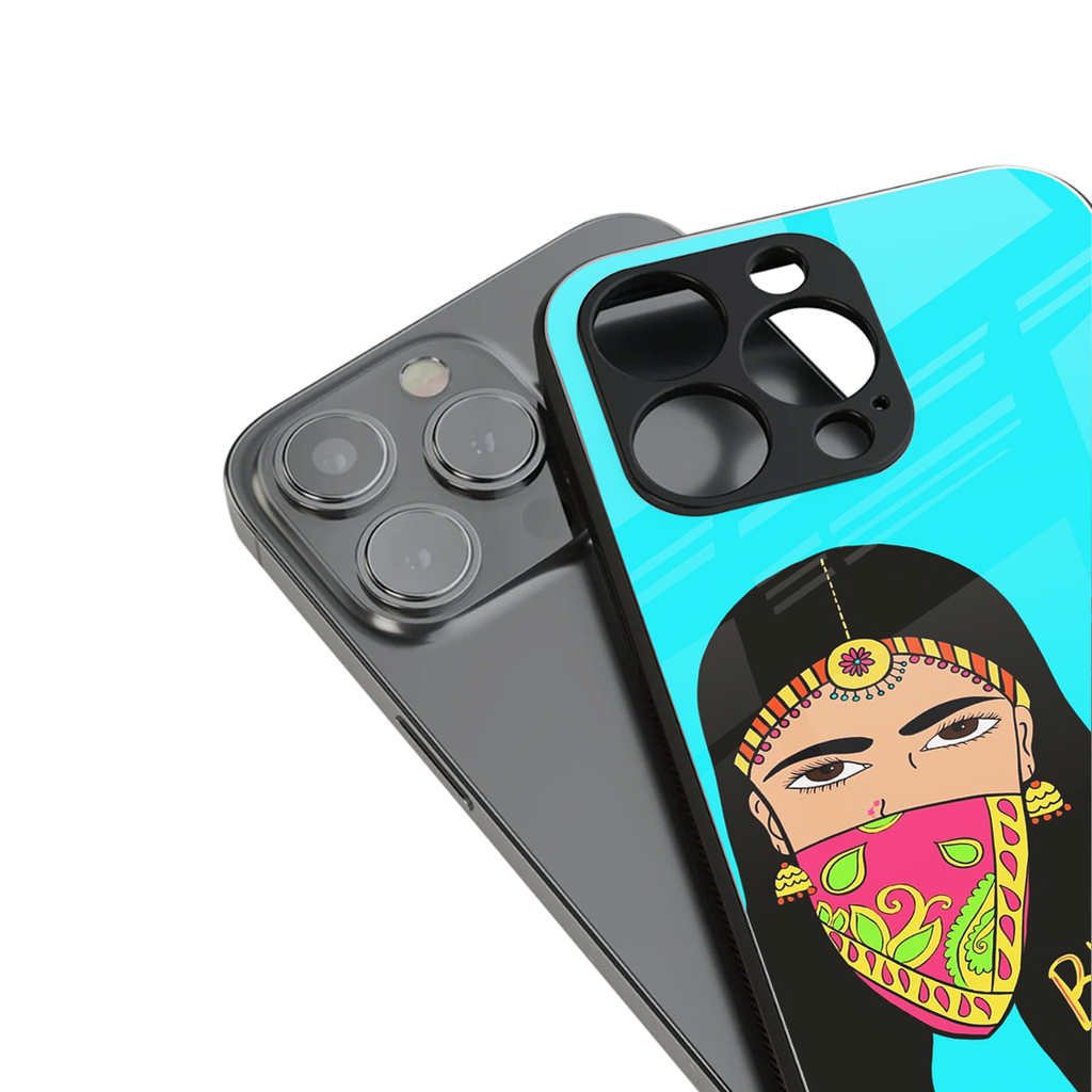 bhaad mein jao back phone cover | glass case for iphone 16 pro max