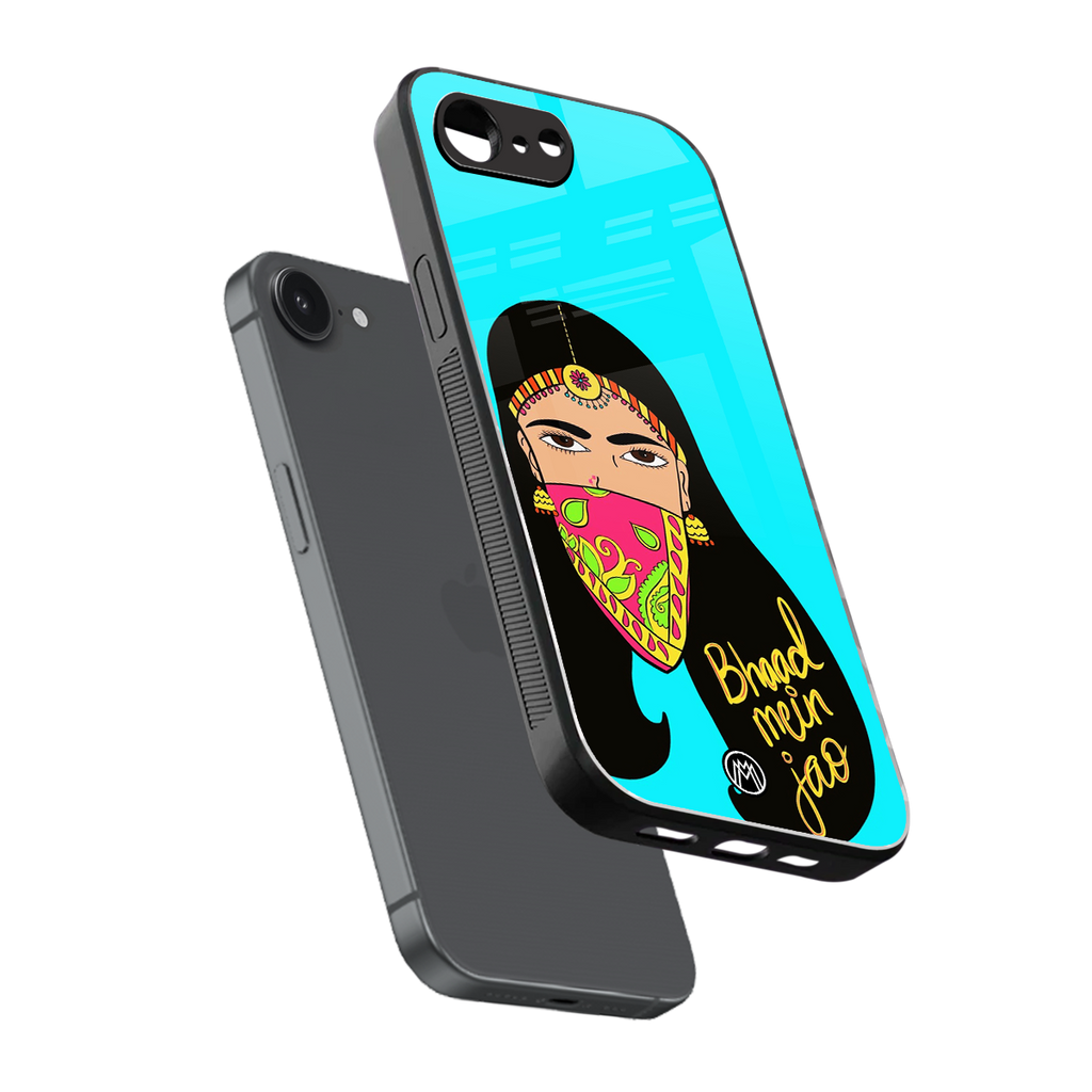 bhaad mein jao back phone cover | glass case for iphone 16e