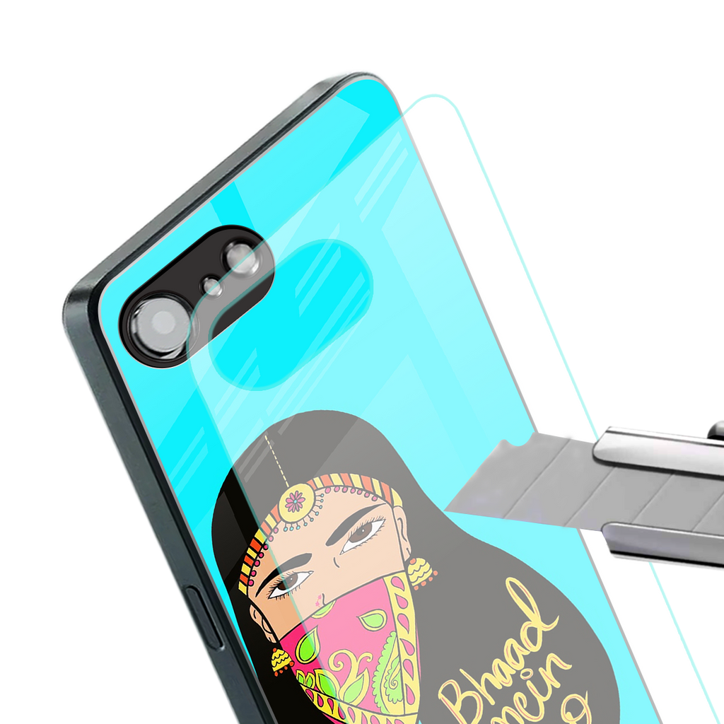 bhaad mein jao back phone cover | glass case for iphone 16e
