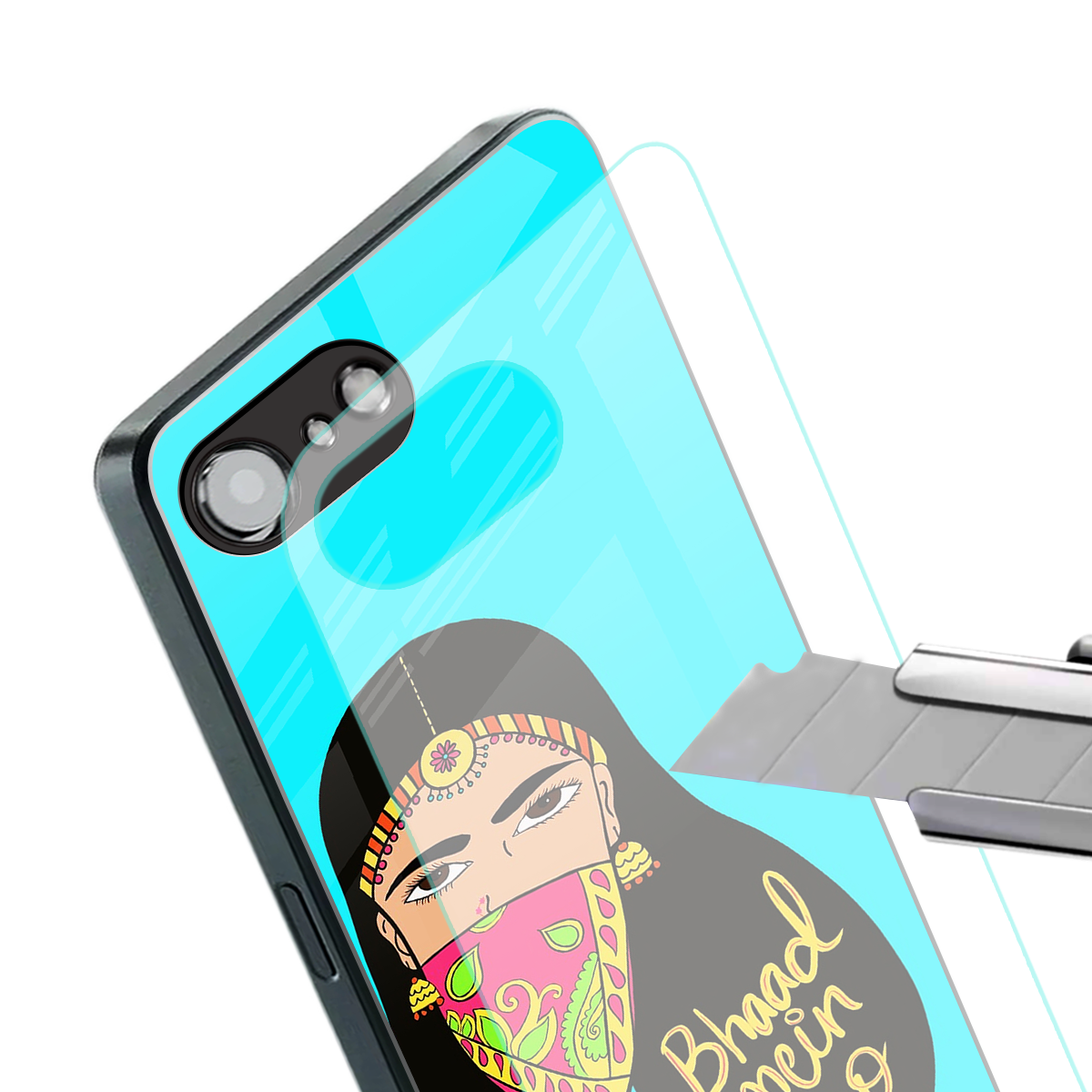 bhaad mein jao back phone cover | glass case for iphone 16e