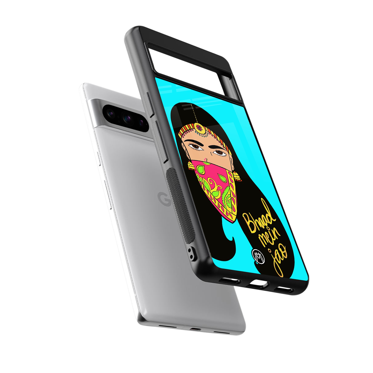 bhaad mein jao back phone cover | glass case for google pixel 8 pro