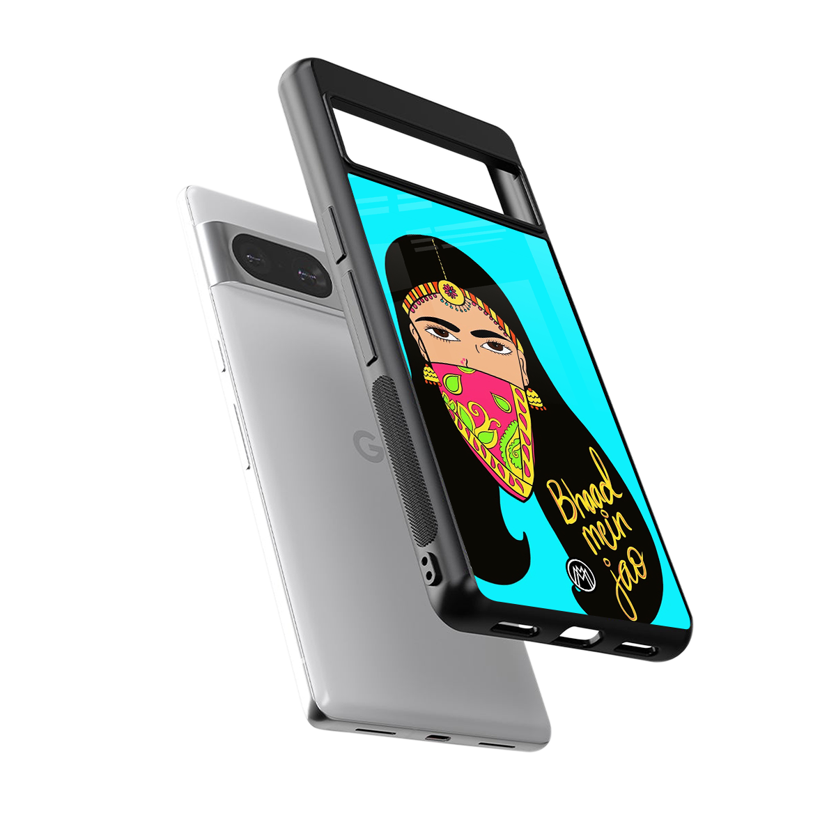 bhaad mein jao back phone cover | glass case for Google Pixel 8