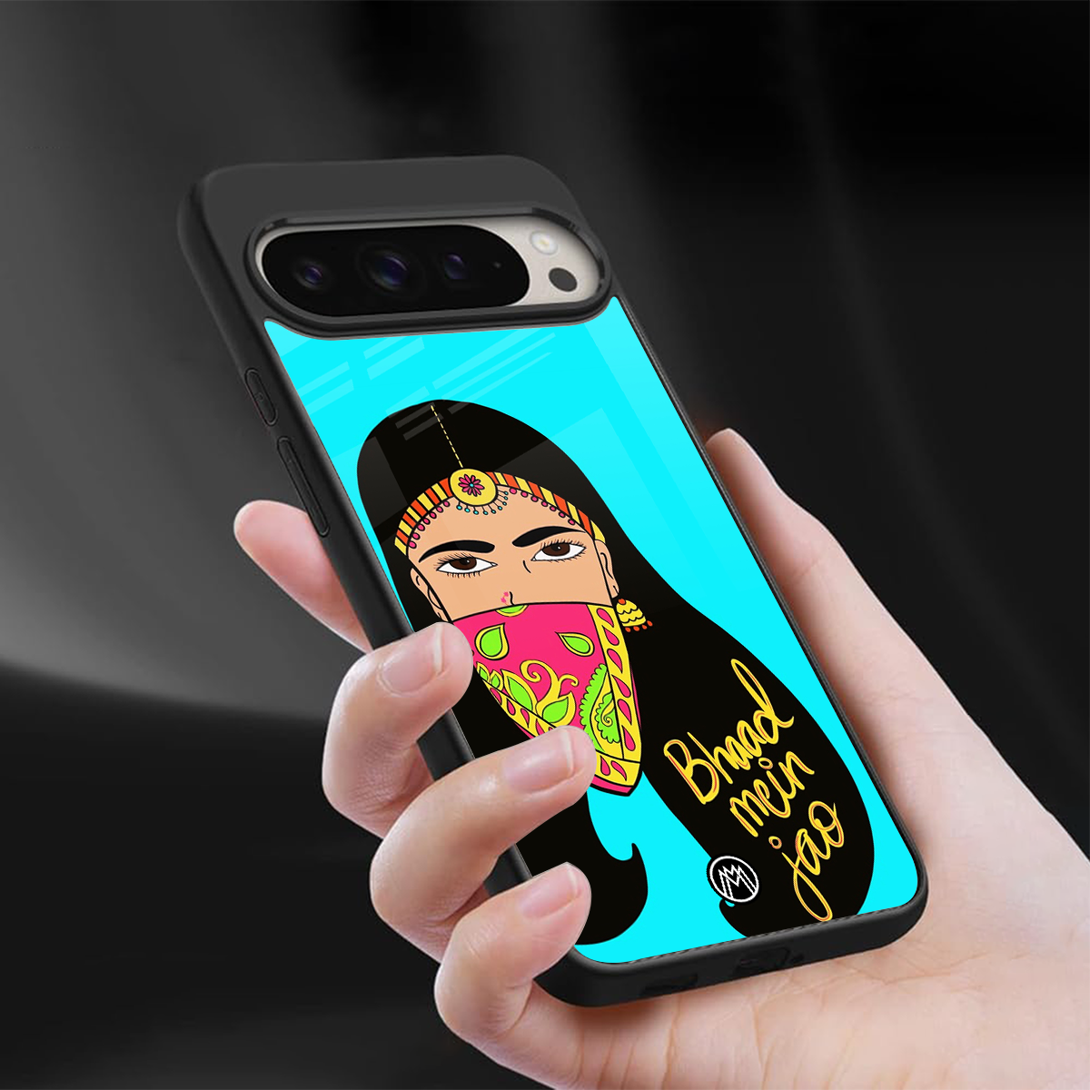 bhaad mein jao back phone cover | glass case for google pixel 9 pro xl