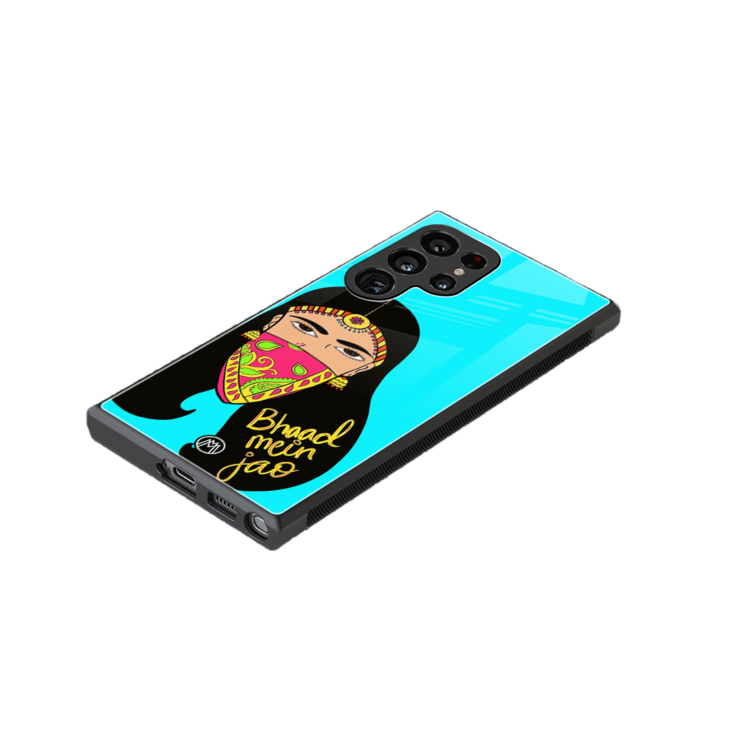 bhaad mein jao back phone cover | glass case for samsung galaxy s24 ultra