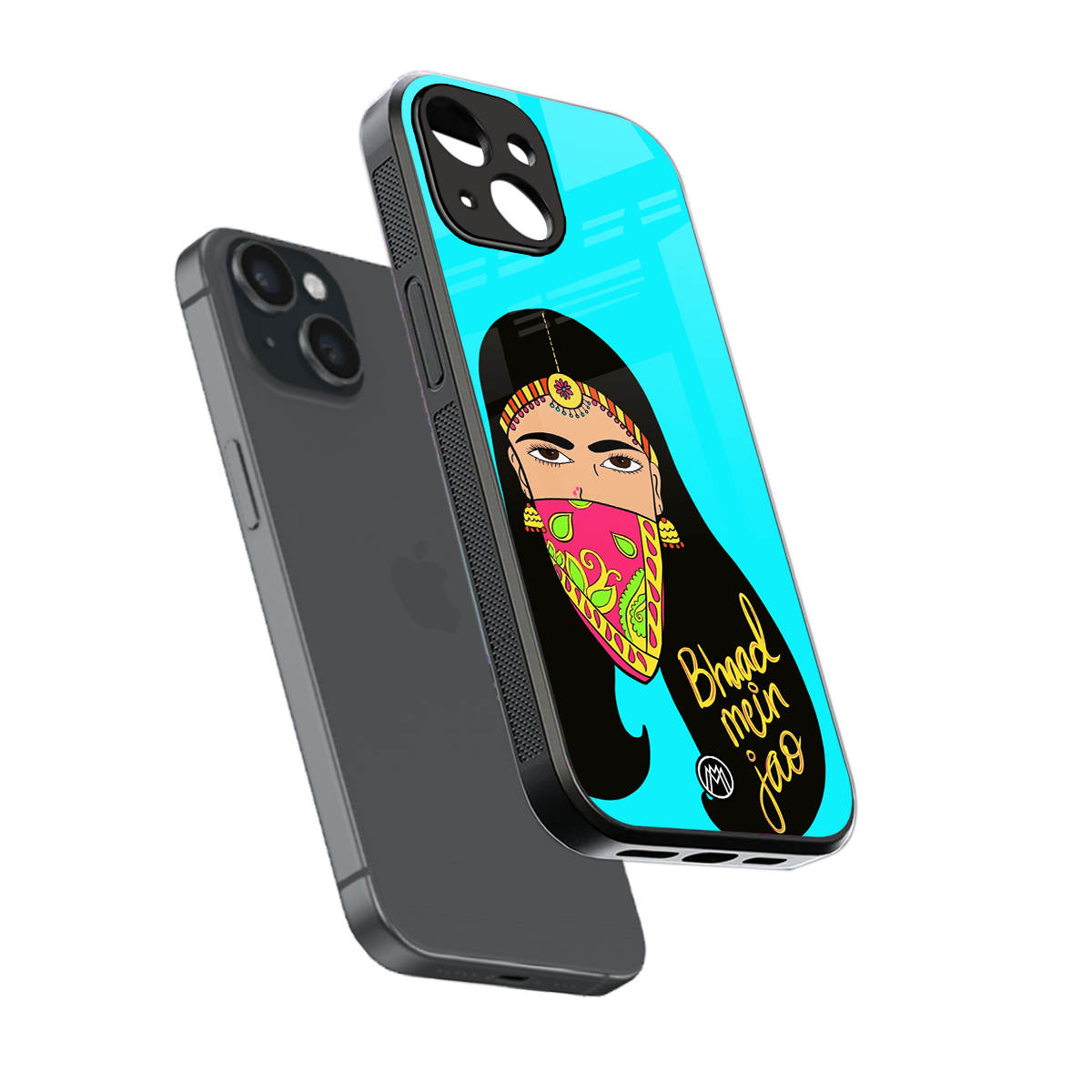 bhaad mein jao back phone cover | glass case for iphone 15