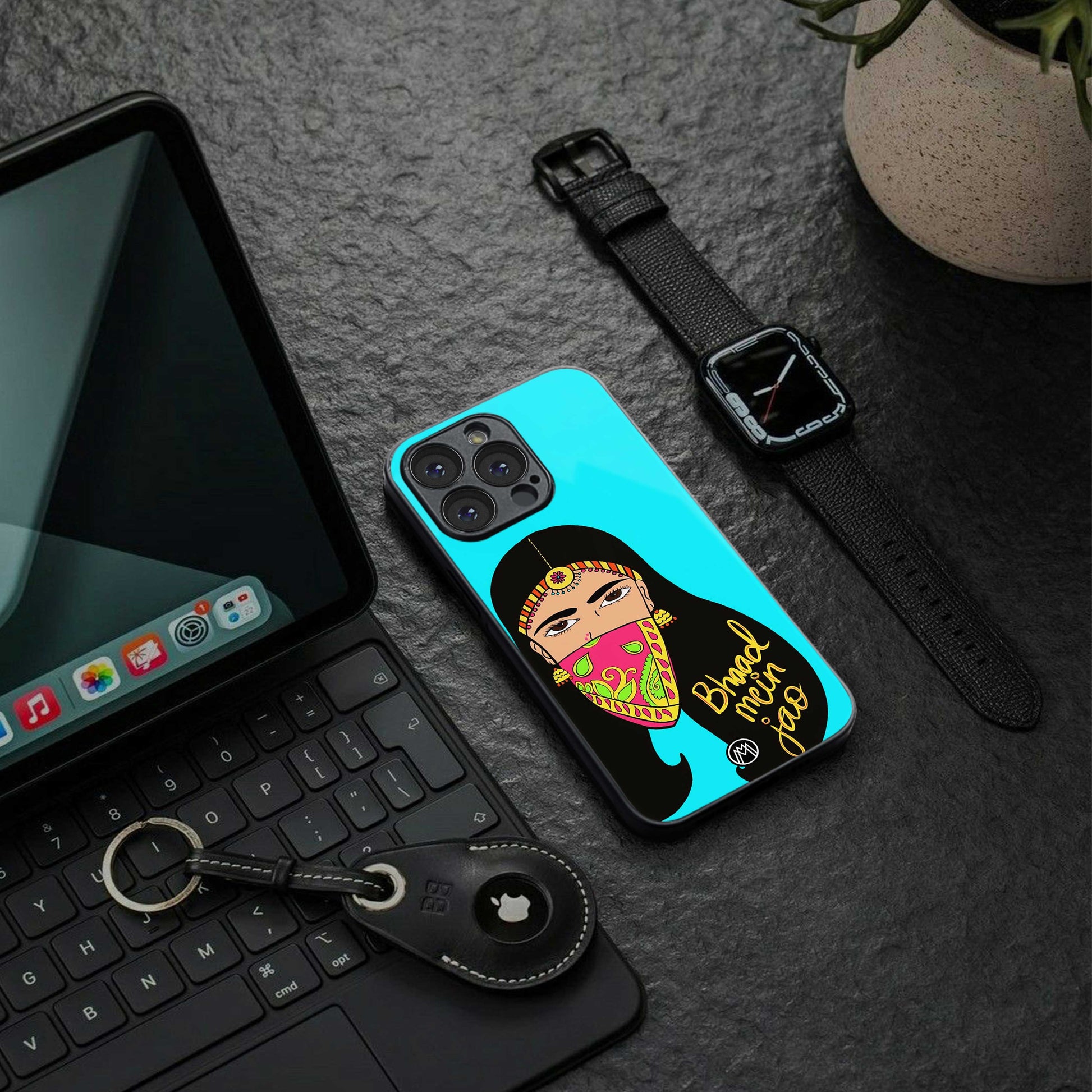 bhaad mein jao back phone cover | glass case for samsung galaxy s24 ultra