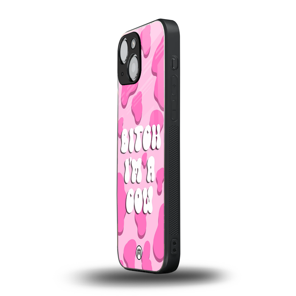 bitch i'm a cow back phone cover | glass case for iphone 13 mini