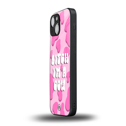 bitch i'm a cow back phone cover | glass case for iphone 13 mini