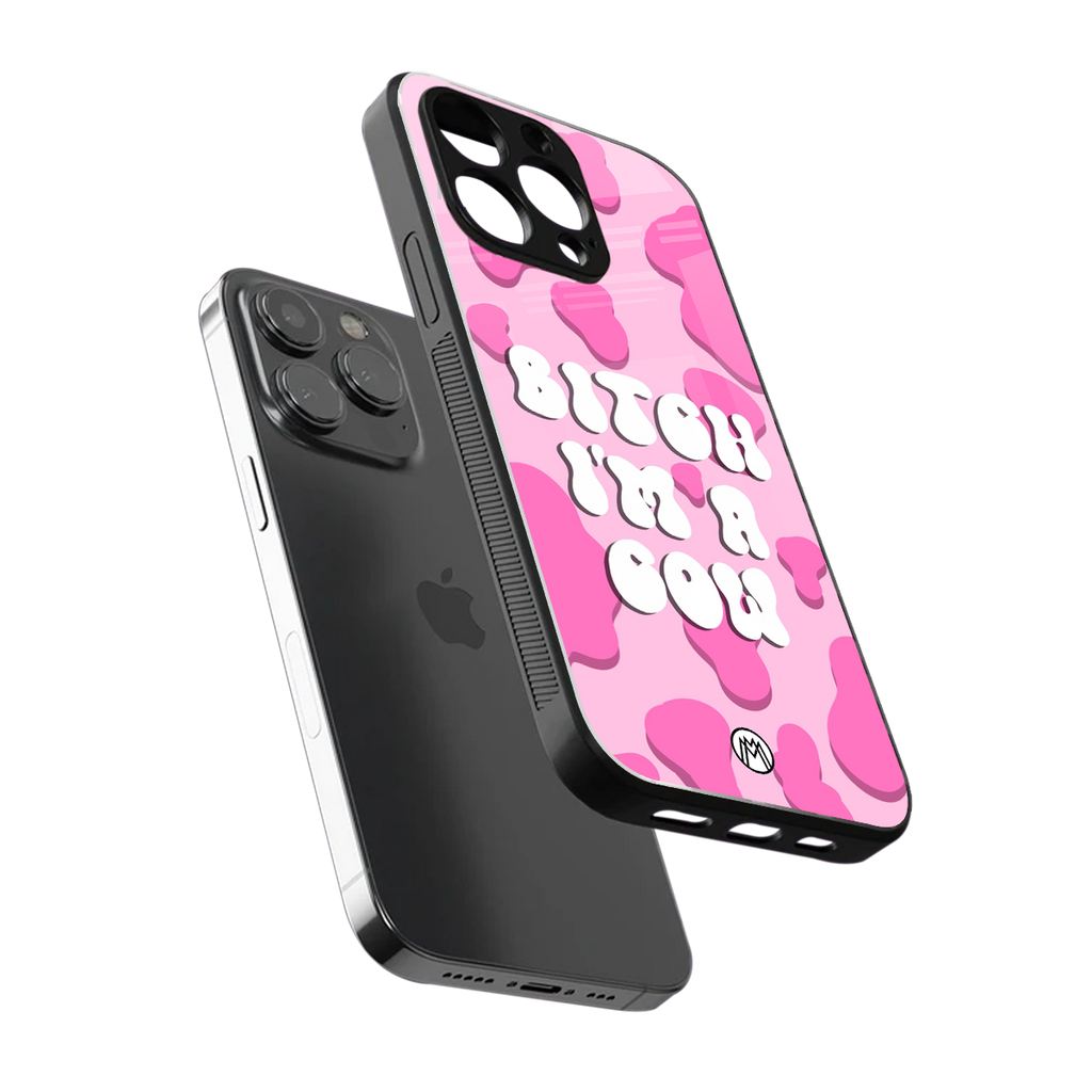 bitch i'm a cow back phone cover | glass case for iphone 15 pro
