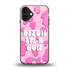 bitch i'm a cow back phone cover | glass case for iphone 16 plus