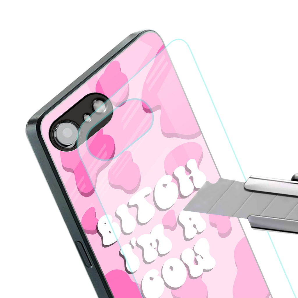 bitch i'm a cow back phone cover | glass case for iphone 16e