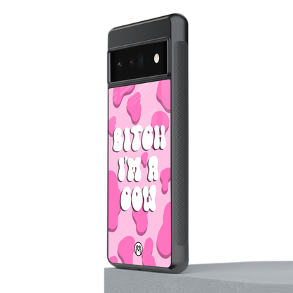 bitch i'm a cow back phone cover | glass case for google pixel 6 pro