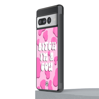 bitch i'm a cow back phone cover | glass case for google pixel 7 pro