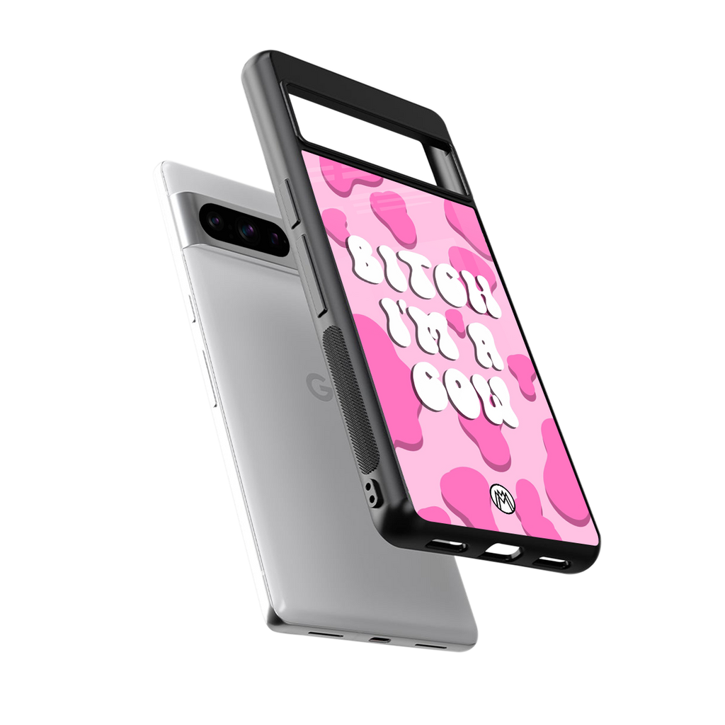 bitch i'm a cow back phone cover | glass case for google pixel 8 pro
