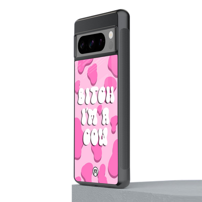 bitch i'm a cow back phone cover | glass case for google pixel 8 pro