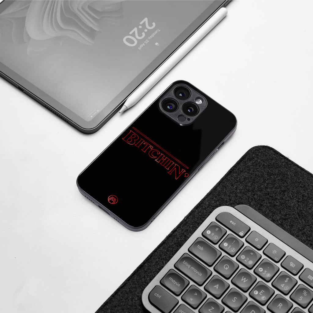 bitchin back phone cover | glass case for iphone 15 plus