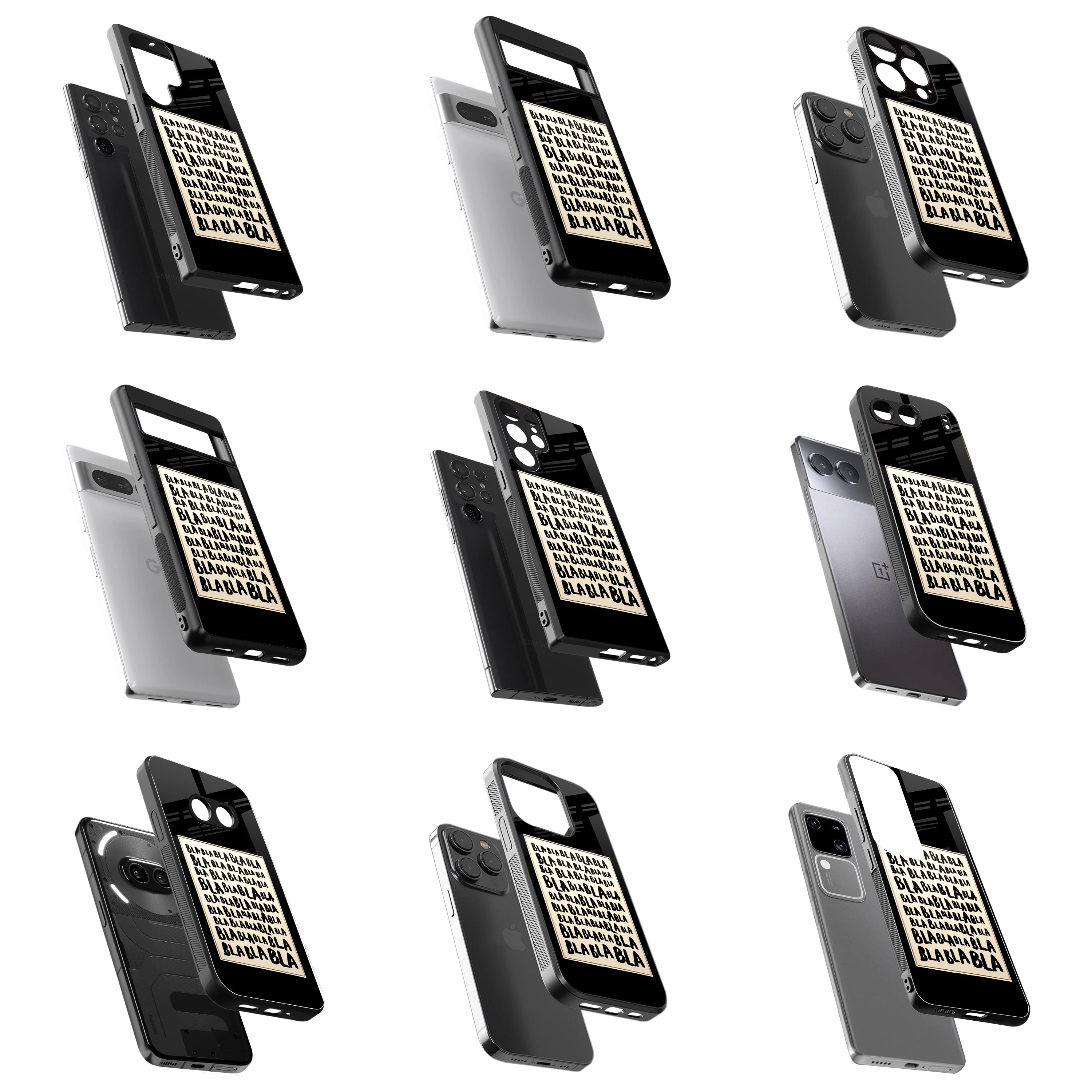 Durable Glass Back Mobile Case for iPhone, Samsung, OnePlus, Google Pixel, Redmi, Vivo, Oppo