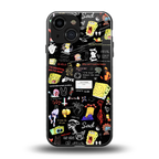 black aesthetic collage back phone cover | glass case for iphone 13 mini