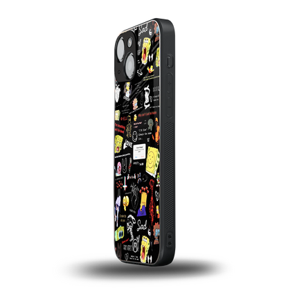 black aesthetic collage back phone cover | glass case for iphone 13 mini