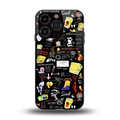 black aesthetic collage back phone cover | glass case for iphone 13 pro