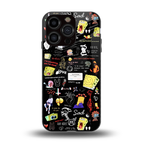 black aesthetic collage back phone cover | glass case for iphone 13 pro