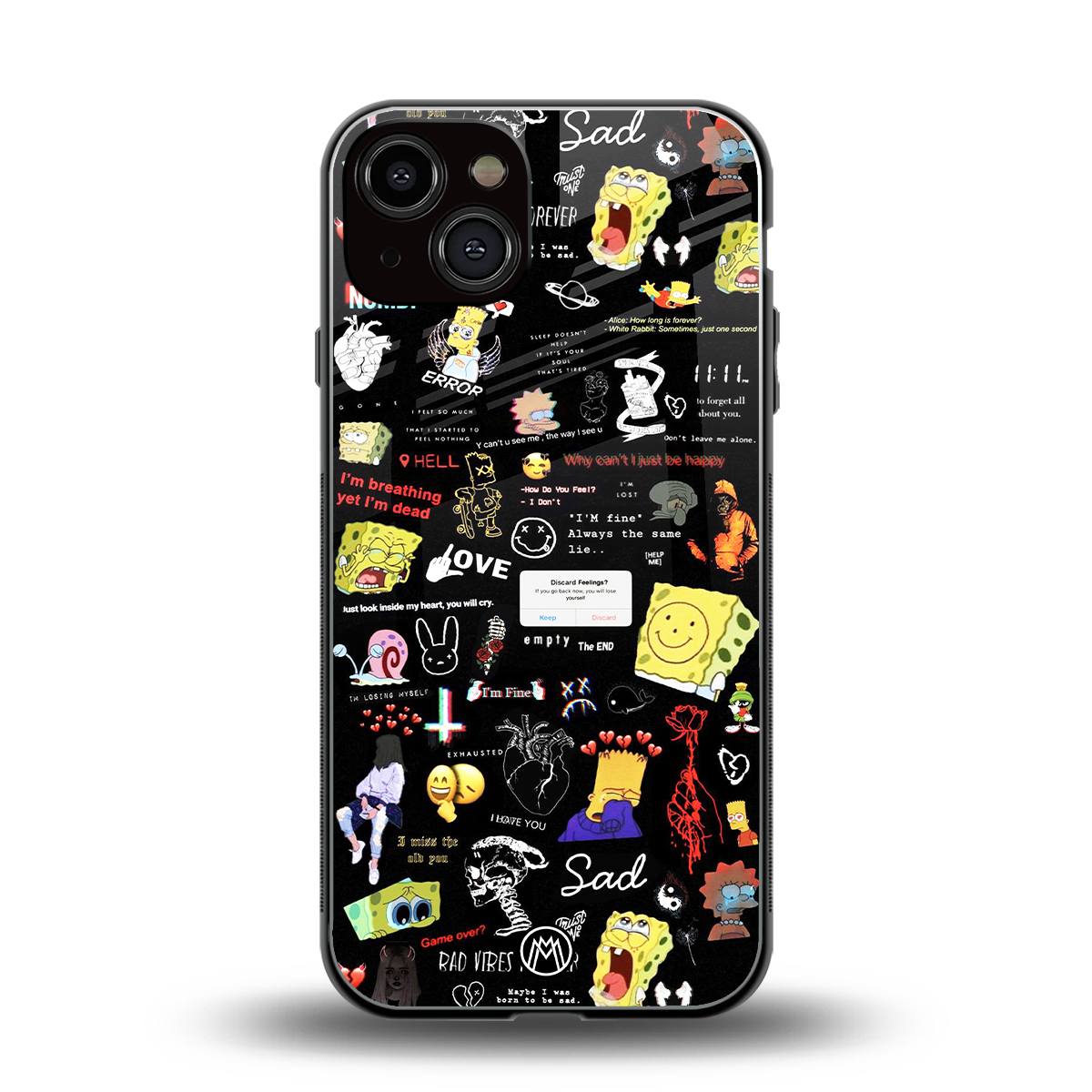 black aesthetic collage back phone cover | glass case for iphone 13