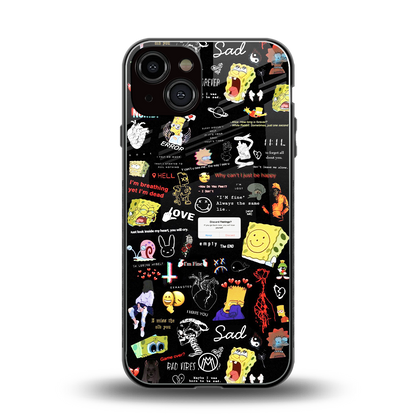 black aesthetic collage back phone cover | glass case for iphone 13