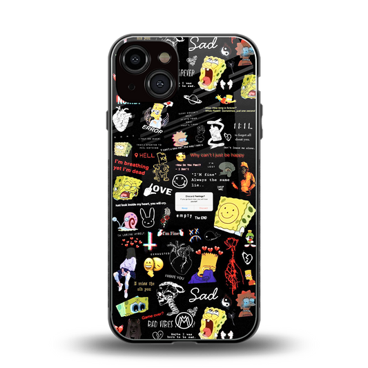 black aesthetic collage back phone cover | glass case for iphone 13