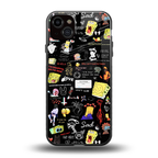 black aesthetic collage back phone cover | glass case for iphone 15 plus