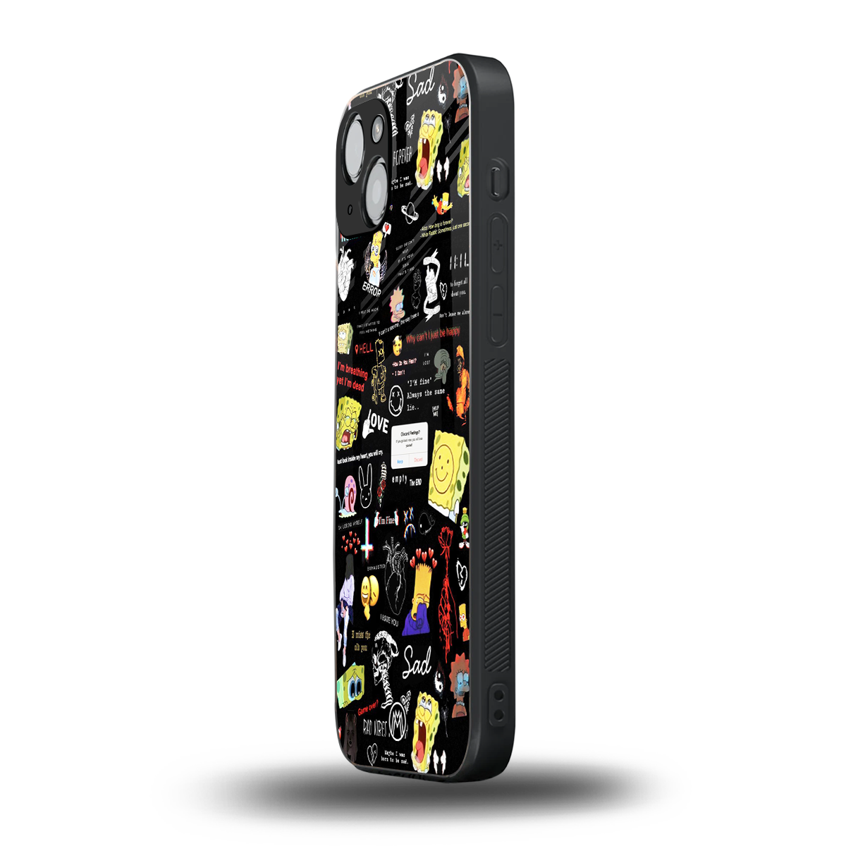 black aesthetic collage back phone cover | glass case for iphone 14 plus