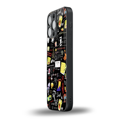 black aesthetic collage back phone cover | glass case for iphone 14 pro max