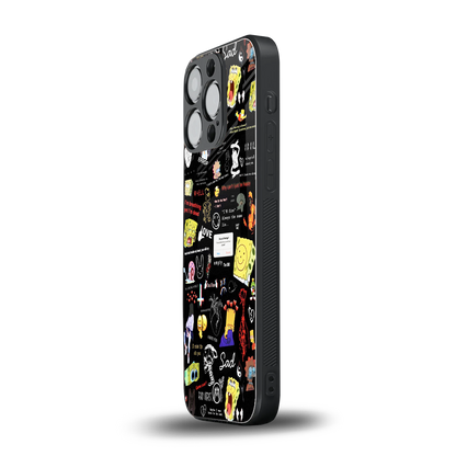 black aesthetic collage back phone cover | glass case for iphone 14 pro