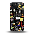 black aesthetic collage back phone cover | glass case for iphone 15