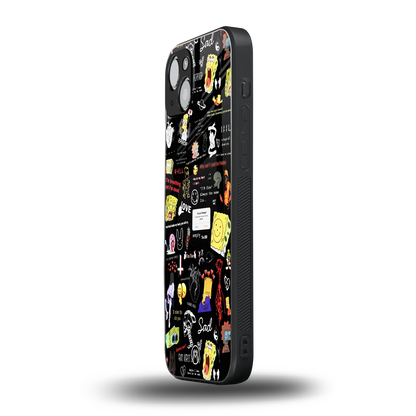 black aesthetic collage back phone cover | glass case for iphone 14