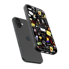 black aesthetic collage back phone cover | glass case for iphone 16 plus