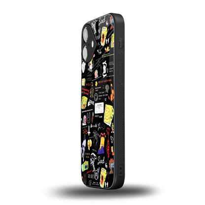 black aesthetic collage back phone cover | glass case for iphone 16 plus