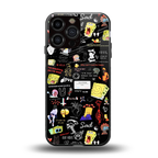 black aesthetic collage back phone cover | glass case for iphone 16 pro max