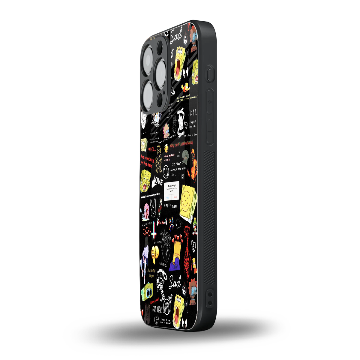 black aesthetic collage back phone cover | glass case for iphone 16 pro max