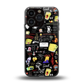 black aesthetic collage back phone cover | glass case for iphone 16 pro