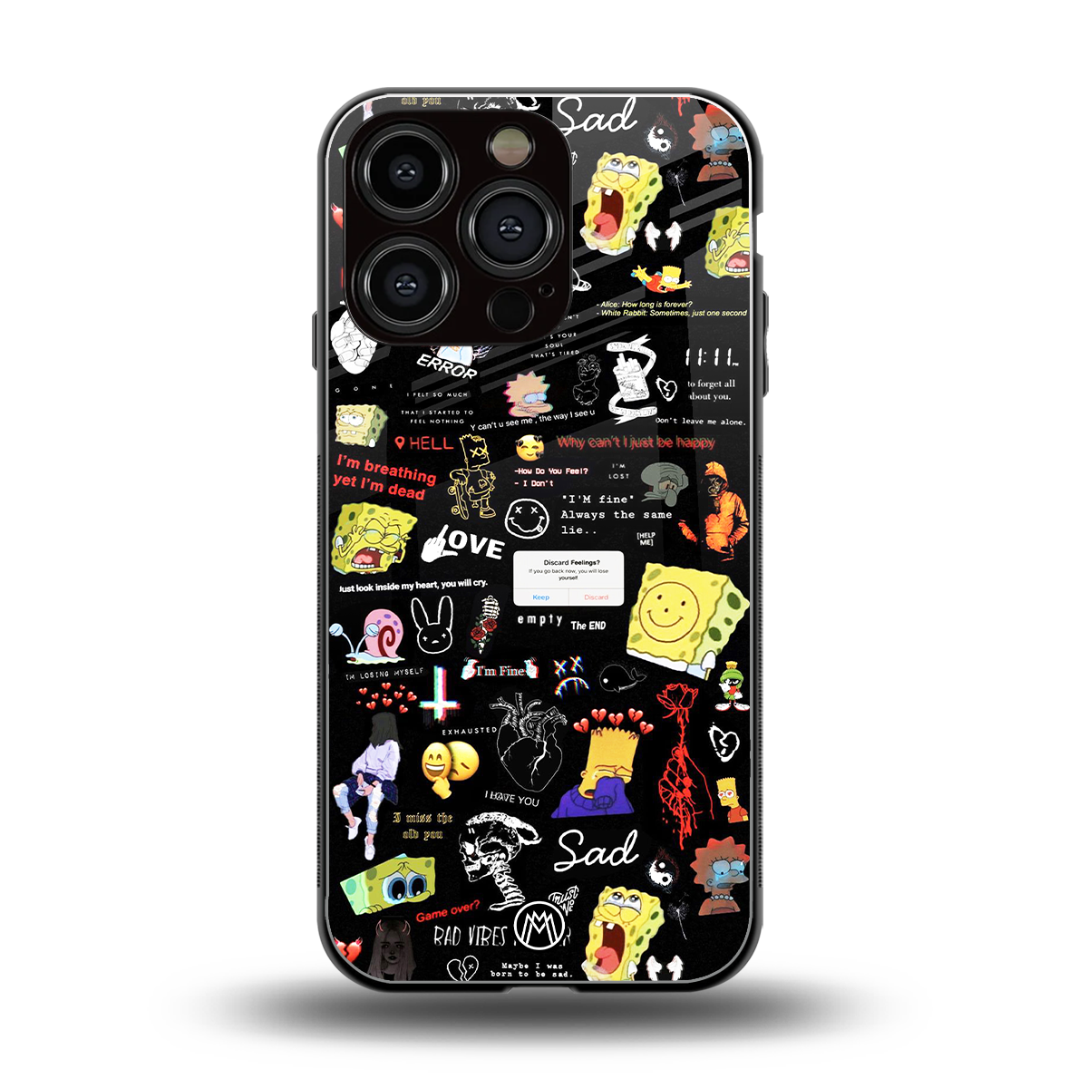 black aesthetic collage back phone cover | glass case for iphone 16 pro