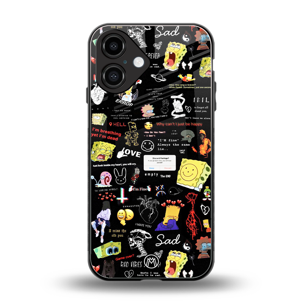 black aesthetic collage back phone cover | glass case for iphone 16