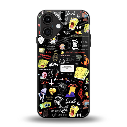 black aesthetic collage back phone cover | glass case for iphone 16