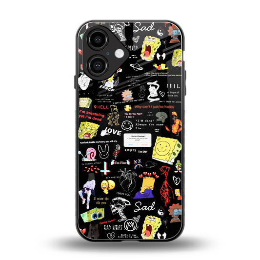black aesthetic collage back phone cover | glass case for iphone 16