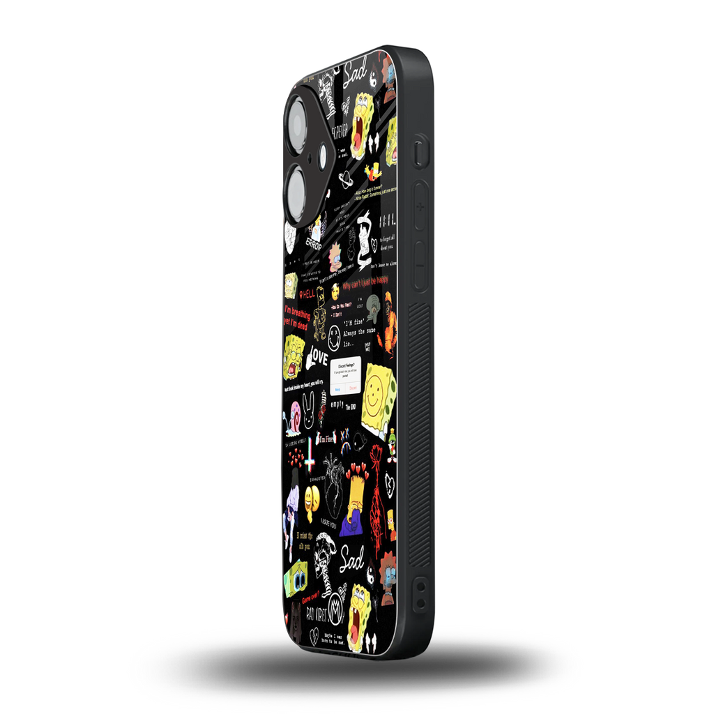 black aesthetic collage back phone cover | glass case for iphone 16