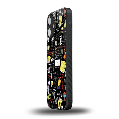 black aesthetic collage back phone cover | glass case for iphone 16